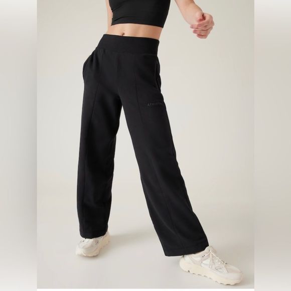 Athleta Retroplush Logo Straight Leg. Large Tall. Black - Picture 1 of 7